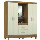 Guarda Roupas Casal Capela 4 Portas Com Espelho 2 Gavetas Amê