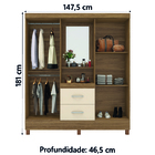 Guarda Roupas Casal Capela 4 Portas Com Espelho 2 Gavetas Amê