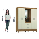 Guarda Roupas Casal Capela 4 Portas Com Espelho 2 Gavetas Amê