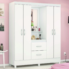 Guarda Roupas Casal Capela 4 Portas Com Espelho 2 Gavetas Bra