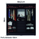 Guarda Roupas Casal Capela Com Espelho 2 Portas De Correr 4 G