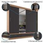 Guarda Roupas Casal Com Espelho 2 Portas De Correr 3 Gavetas