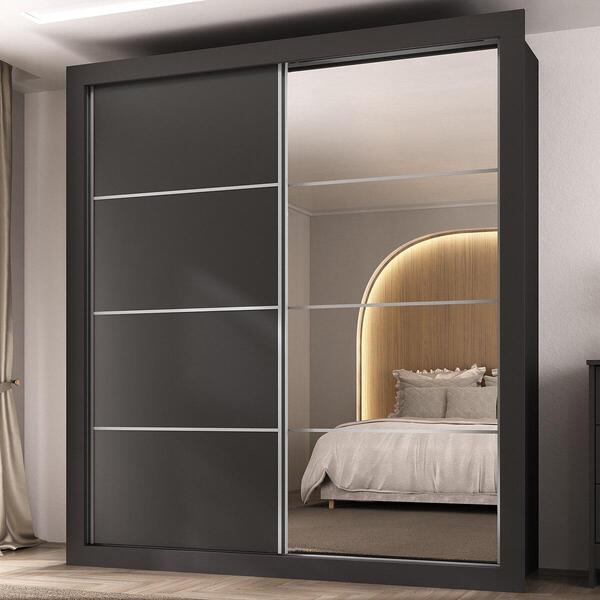 Guarda-roupas Casal Com Espelho 2 Portas De Correr 4 Gavetas