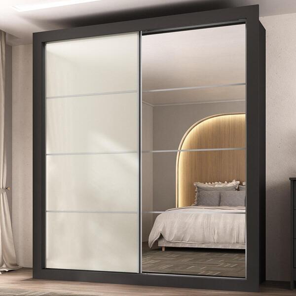 Guarda-roupas Casal Com Espelho 2 Portas De Correr 4 Gavetas