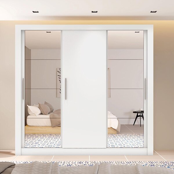 Guarda Roupas Casal Com Espelho 3 Portas 2 Gavetas Quito Espr