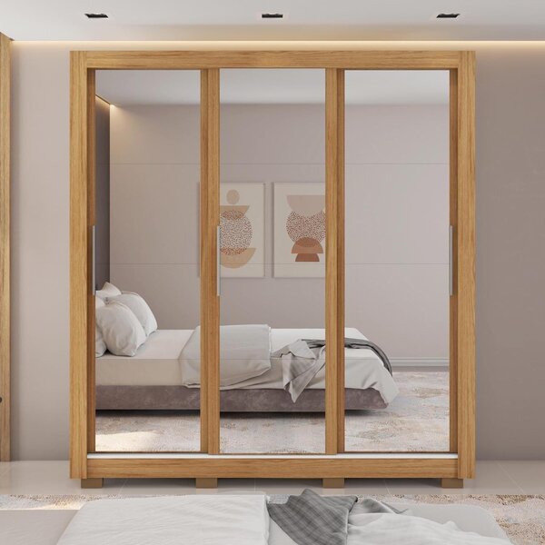 Guarda Roupas Casal Com Espelho 3 Portas 4 Gavetas E Pés Quit