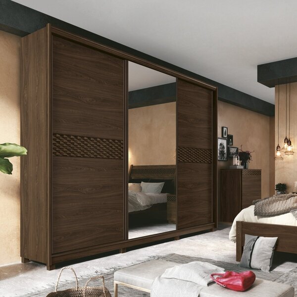 Guarda Roupas Casal Com Espelho 3 Portas 5 Gavetas Murano Plu