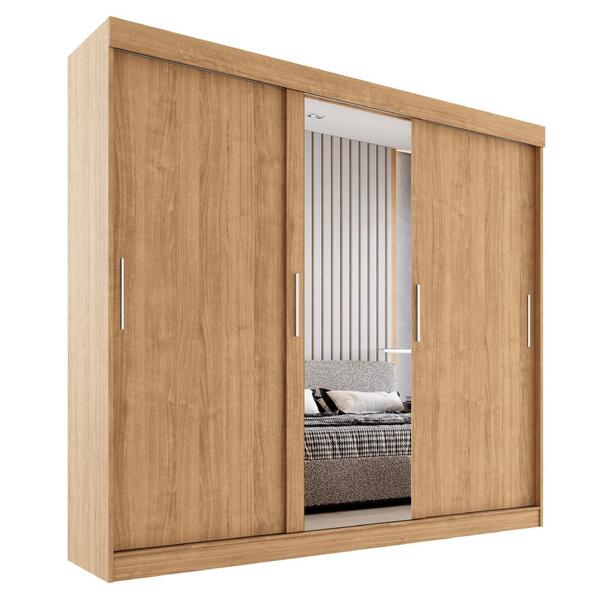 Guarda Roupas Casal Com Espelho 3 Portas De Correr 2 Gavetas