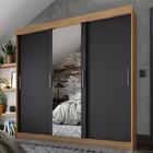 Guarda Roupas Casal Com Espelho 3 Portas De Correr 2 Gavetas