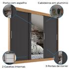 Guarda Roupas Casal Com Espelho 3 Portas De Correr 2 Gavetas