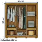 Guarda Roupas Casal Com Espelho 3 Portas De Correr 2 Gavetas