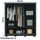 Guarda Roupas Casal Com Espelho 3 Portas De Correr 2 Gavetas