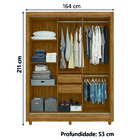 Guarda Roupas Casal Com Espelho 3 Portas De Correr 2 Gavetas