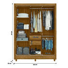 Guarda Roupas Casal Com Espelho 3 Portas De Correr 2 Gavetas