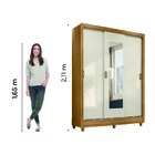 Guarda Roupas Casal Com Espelho 3 Portas De Correr 2 Gavetas