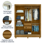 Guarda Roupas Casal Com Espelho 3 Portas De Correr 2 Gavetas