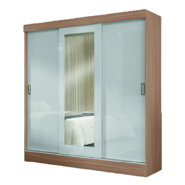 Guarda Roupas Casal Com Espelho 3 Portas De Correr 2 Gavetas