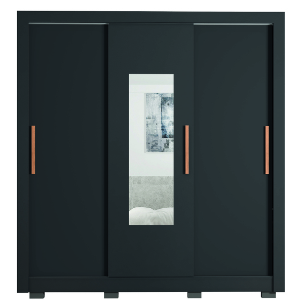 Guarda Roupas Casal Com Espelho 3 Portas De Correr 2 Gavetas