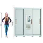 Guarda Roupas Casal Com Espelho 3 Portas De Correr 2 Gavetas