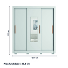 Guarda Roupas Casal Com Espelho 3 Portas De Correr 2 Gavetas