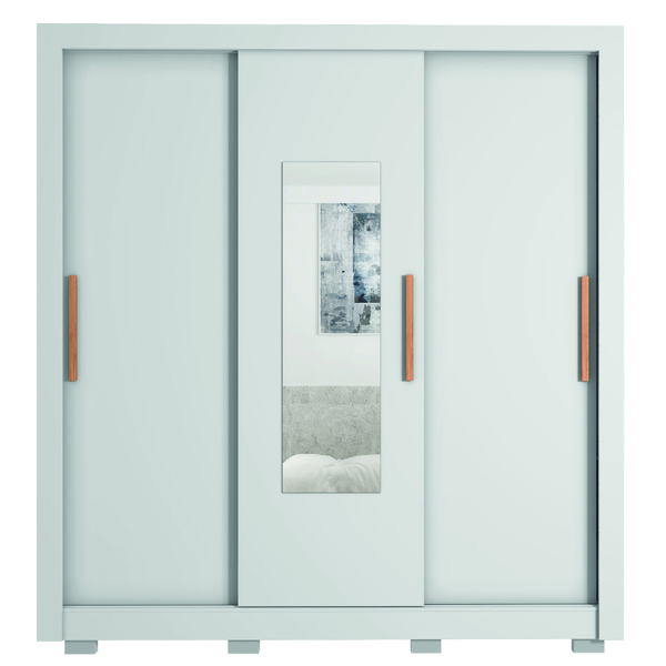 Guarda Roupas Casal Com Espelho 3 Portas De Correr 2 Gavetas