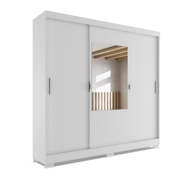 Guarda Roupas Casal Com Espelho 3 Portas De Correr 4 Gavetas