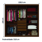 Guarda Roupas Casal Com Espelho 3 Portas De Correr 4 Gavetas