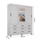 Guarda Roupas Casal Com Espelho 3 Portas De Correr 9 Gavetas