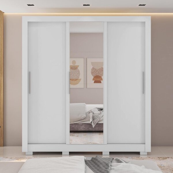 Guarda Roupas Casal Com Espelho 3 Portas E Pés Quito Espresso