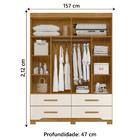 Guarda Roupas Casal Com Espelho 4 Portas 4 Gavetas Miami Made