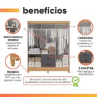 Guarda Roupas Casal Com Espelho 6 Portas 2 Gavetas Mobi Natur