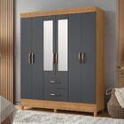 Guarda Roupas Casal Com Espelho 6 Portas 2 Gavetas Mobi Natur