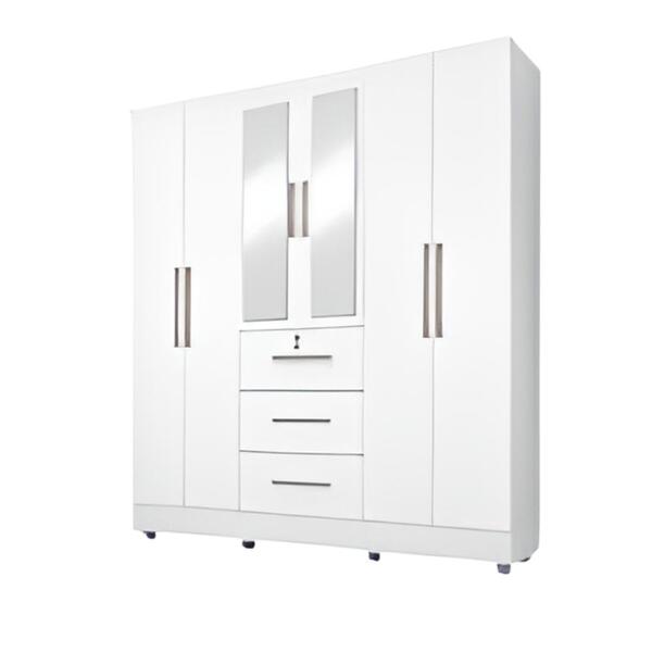 Guarda Roupas Casal Com Espelho 6 Portas 3 Gavetas Com Pés To
