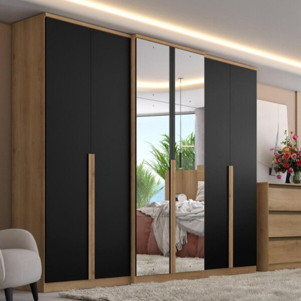 Guarda Roupas Casal Com Espelho 6 Portas 4 Gavetas Valência F