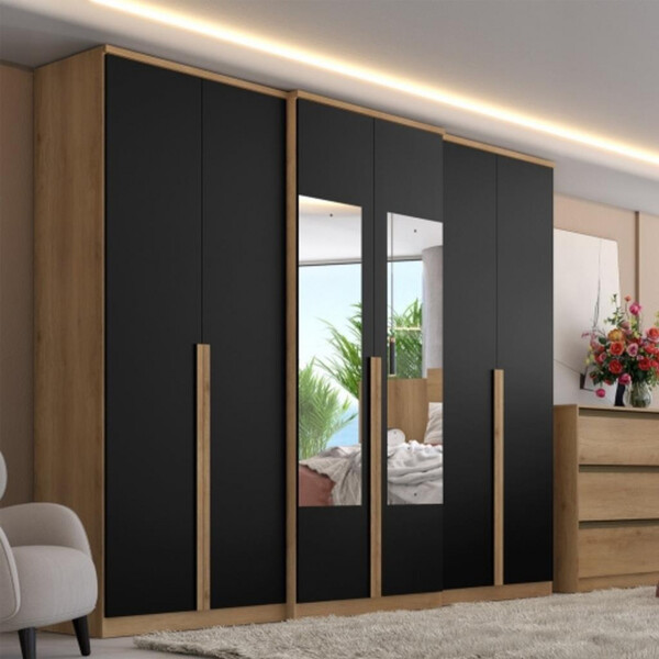 Guarda Roupas Casal Com Espelho 6 Portas 4 Gavetas Valência G