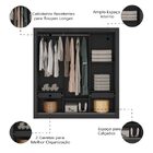 Guarda Roupas Casal Com Espelho Ripado Impressão 3d 3 Portas