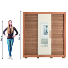 Guarda Roupas Casal Com Espelho Ripado Impressão 3d 3 Portas