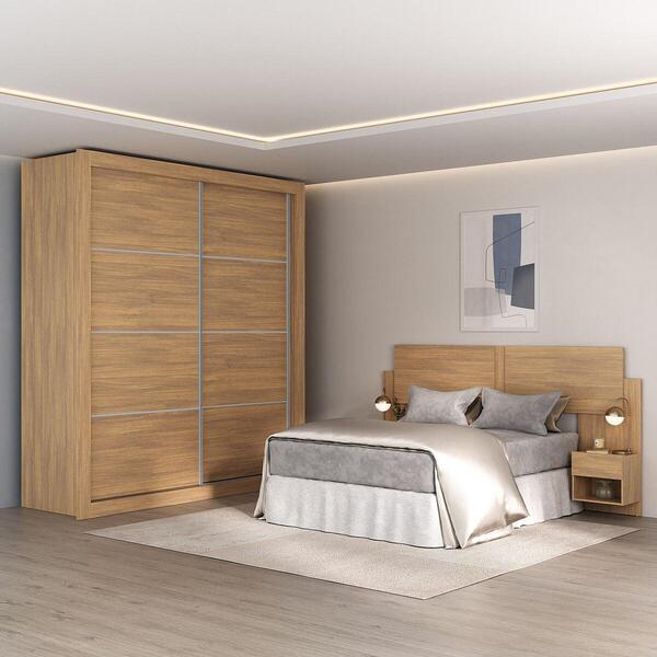 Guarda-roupas Casal E Cabeceira Com 2 Mesas De Cabeceira Mult