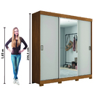 Guarda Roupas Casal Porta Com Espelho 3 Portas De Correr 4 Ga