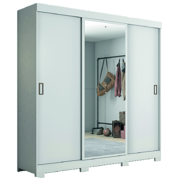 Guarda Roupas Casal Porta Com Espelho 3 Portas De Correr 4 Ga