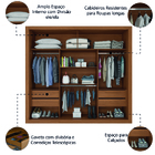 Guarda Roupas Casal Ripado Com Espelho 2 Portas De Correr 4 G