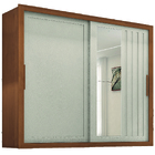 Guarda Roupas Casal Ripado Com Espelho 2 Portas De Correr 4 G