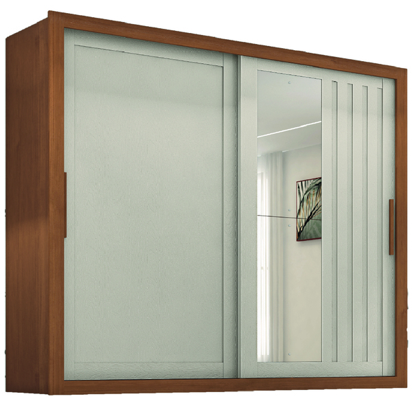 Guarda Roupas Casal Ripado Com Espelho 2 Portas De Correr 4 G