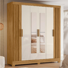 Guarda Roupas Casal Ripado Com Espelho 6 Portas 2 Gavetas Fre