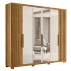 Guarda Roupas Casal Ripado Com Espelho 6 Portas 4 Gavetas 2,6