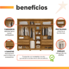 Guarda Roupas Casal Ripado Com Espelho 6 Portas 4 Gavetas 2,6