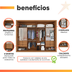 Guarda Roupas Casal Ripado Com Espelho Interno 2 Portas De Co