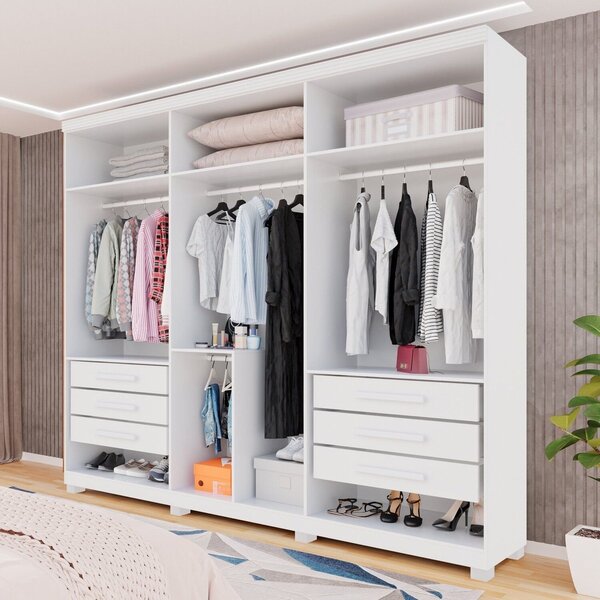 Guarda-roupas Closet 6 Gavetas Com Pés Florianópolis Branco