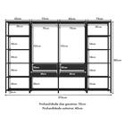 Guarda-roupas Closet Modulado 270cm 4 Peças Com 4 Gavetas E C