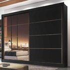 Guarda Roupas Com Espelho 2 Portas 6 Gavetas Sevilha Preto/br